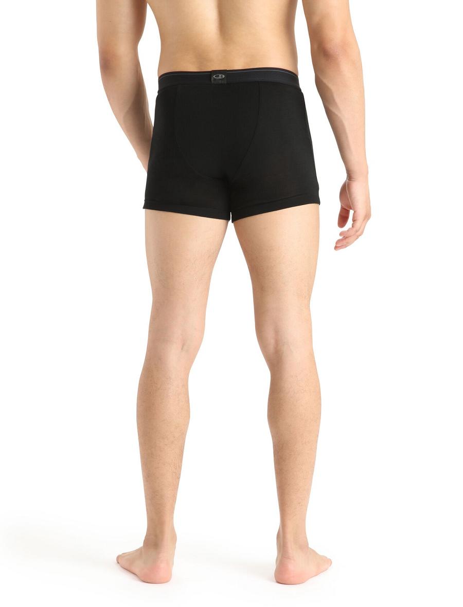 Men's Icebreaker Merino 175 Everyday Thermal Boxers With Fly Underwear Black | CA 1654MQZA